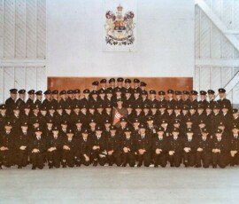 This was an all Combat Arms course which ran in the Spring of 1977. We had metal cleats (clickers) fastened to our combat boots so our platoon could be heard marching around camp. Our accommodations were the old navy barracks of which we had to first clean up then polish and shine everything from hardwood floors to copper pipes in the shower room.😆
I have posted my graduation certificate on a number of fb sites over the years and each time I receive plenty of feedback about the course number being incorrect? Could you please advise if and why this course number was assigned?
As you see Pte Splint front and centre is wearing Combats as he was so tall they didn't have CF dress to fit him.
Sincerely,
Eric Blair
WO (Retired)